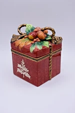 Fitz and Floyd Holiday Solstice Lidded Box – Ceramic Christmas Décor - 4" Square