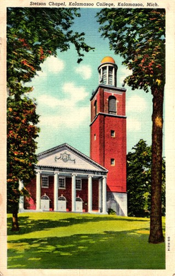 #ad Stetson Chapel Kalamazoo College Mich MI Posted 1940 Postcard L2 $4.95