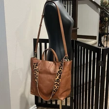 Madewell Brown Leather Calf Hair Handle / Crossbody Satchel / Shoulder Bag Tote