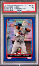 2012 Bowman Prospect Rookie /250 Blue Refractor #BCP3 Francisco Lindor RC PSA 7