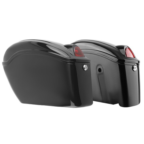 Black Hard Saddle Bags Trunk Luggage For Harley Honda Yamaha 48*30*16cm - Picture 2 of 20