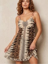 VTG Betsey Johnson Intimates Sheer Animal Print Sleep Dress Slip Chemise Size M