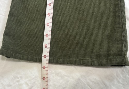 NWT Forever 21 Sz L High Rise Flared Corduroy Pants Olive Green Pleating Hippie - Picture 9 of 10
