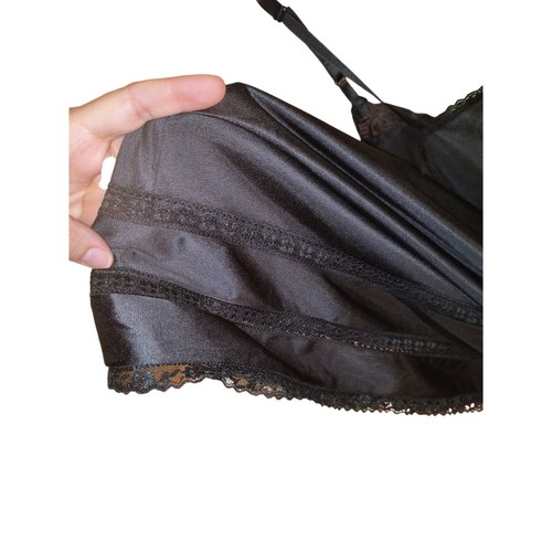 Adonna JCP Black Nylon Lace Slip Vintage 34 M Whimsy goth - Picture 5 of 7
