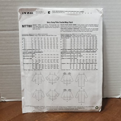 McCall's Plus Size Sewing Pattern M7780 Misses' Loose Fitting Top - Uncut - Bild 3 von 5