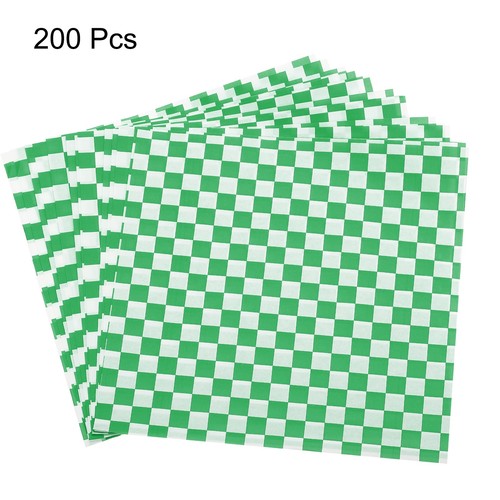 Hojas de papel de cera con patrón cuadrado a cuadros de 10" x 10", verde 200 un. - Imagen 3 de 7