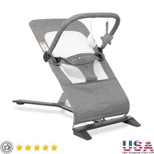 Portable Baby Bouncer Infants 0-6 Months W/ Toy Bar Travel Bag Recline Harness