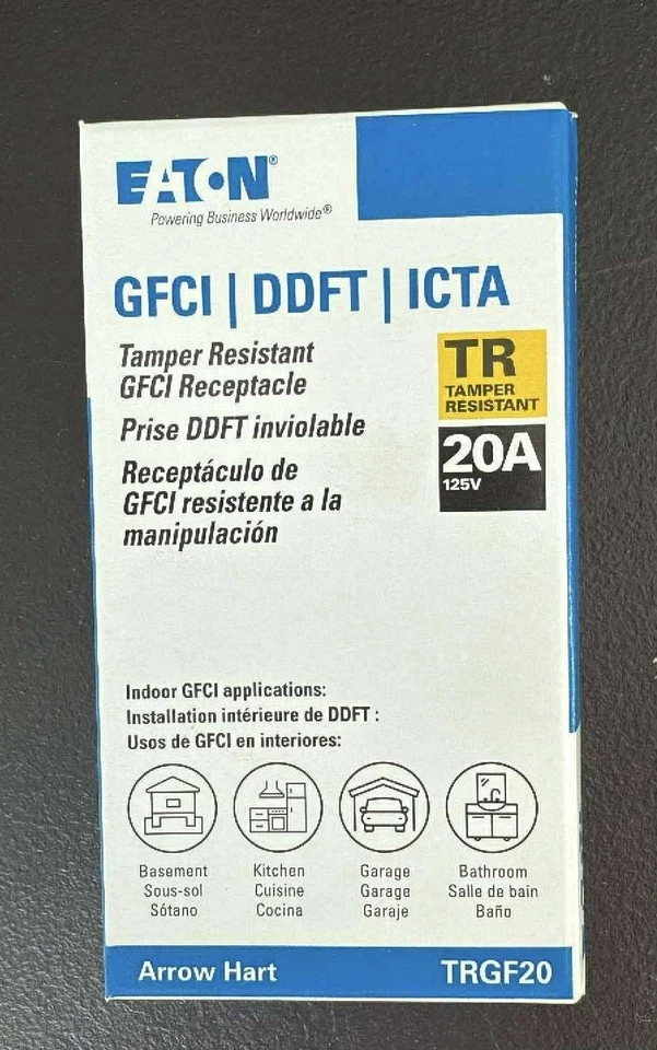  10 pack Eaton 20A 125V GFCI Outlets, White Slim Design Duplex Receptacles GF20W - Image 2 of 4