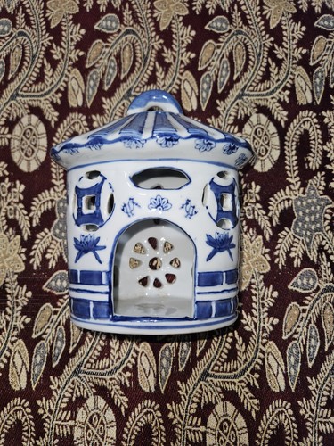 Blau-weiß Vintage Porzellan Chinoiserie Pagode Vogelhaus - Bild 20 von 20