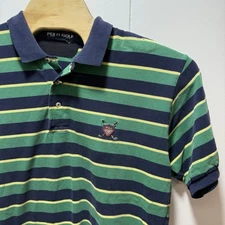 Vintage Polo Golf Ralph Lauren Striped Shirt Embroidered Crest Logo Size XL Flaw