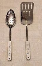 Ekco Slotted Spatula Spoon Stainless Tulip Design Vintage Kitchen Utensil Lot 2
