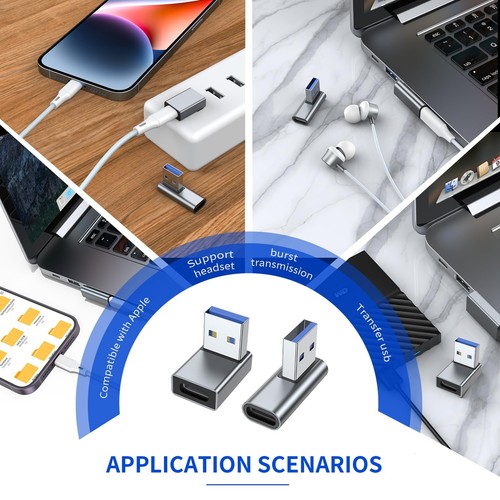 2 Stück Rechter Winkel USB 3.0 Stecker auf USB-C Buchse Adapter, 90 Grad Winkel USB... - Bild 4 von 9