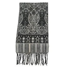 V. Fraas Acrylic Rectangle Long Scarf Erap Gray Fring Edge 64" Long