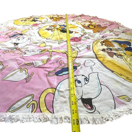 Vtg 90 Disney Beauty & The Beast Pink/White Double Full Comforter, Skirt, Pillow - Picture 4 of 21