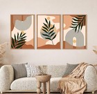 HPINUB Boho Framed Canvas Wall Art Set Abstract Bohemian Line Artwork, NEW