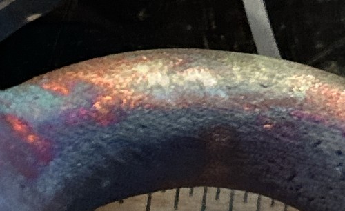 Jeremy Diller Raku Keramik Hochzeit Vase Federn Perlen irisierend blau 5,5" hoch - Bild 18 von 18
