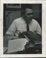 1966 Press Photo Mr. Peyroux, Blind, Works at Computers Using Braille Writer