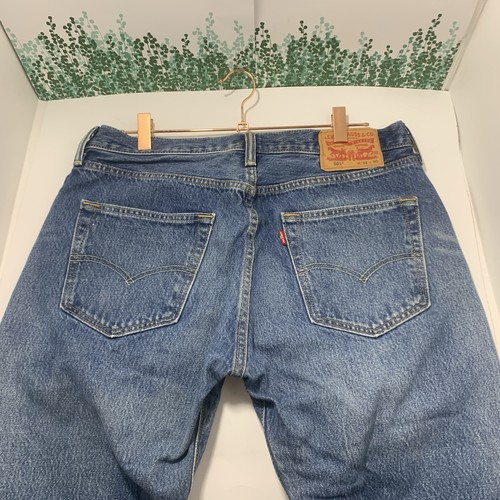 Pantalones de mezclilla rectos para hombre Levi 501 33x30 azul 4 botones - Imagen 9 de 14