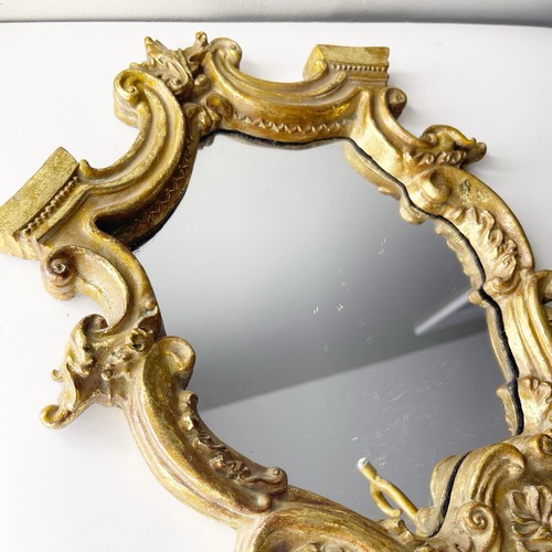 Espejo colgante de pared con marco dorado ornamentado vintage Hollywood Regency Art Nouveau - Imagen 8 de 24