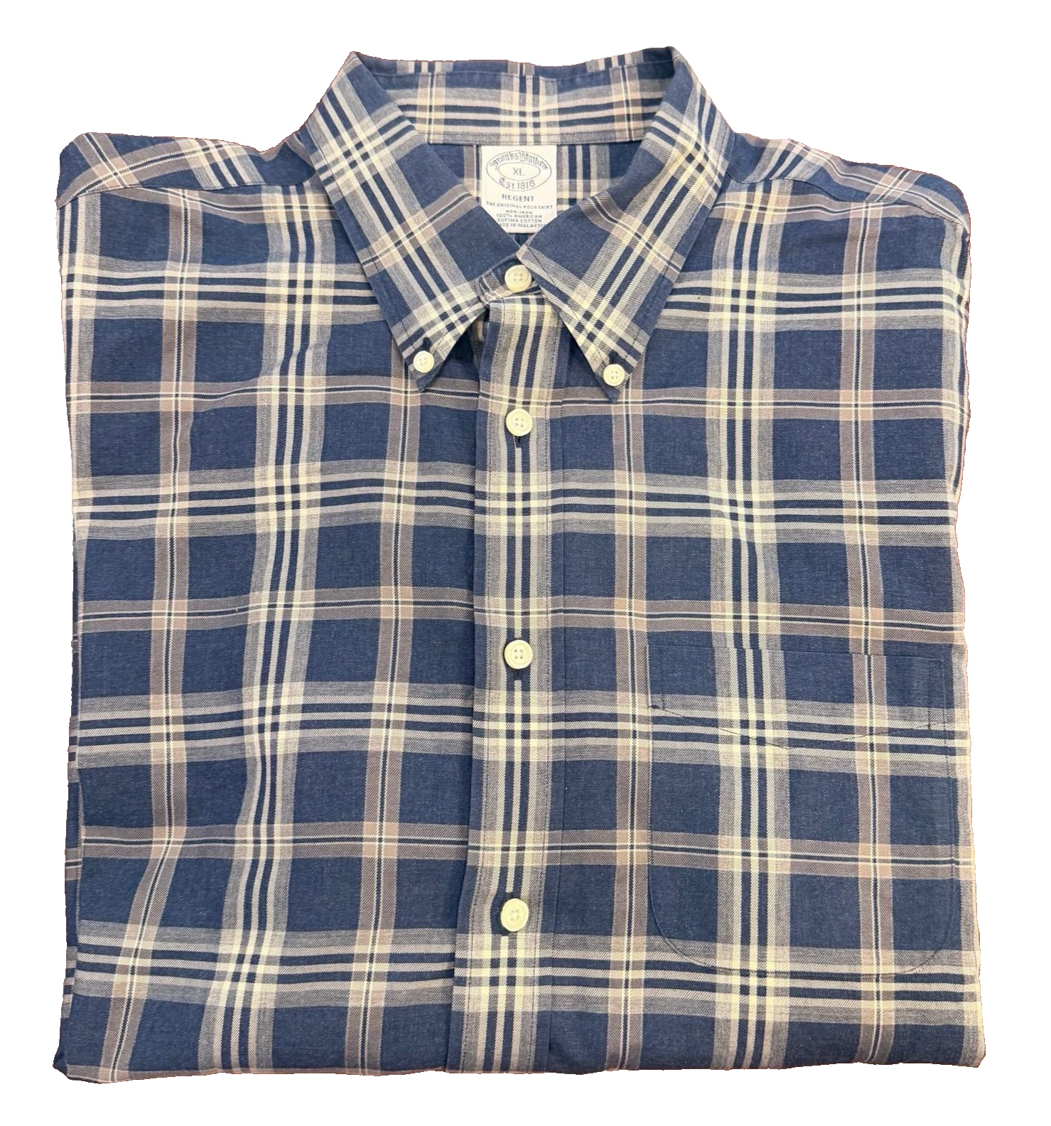 Brooks Brothers Men Sz XL The Original Polo Shirt Plaid Supima Stretch no iron
