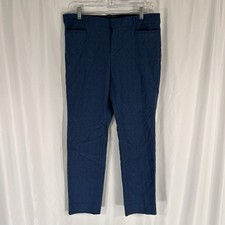 Banana Republic Sloan Pants Women's 8 Blue Textured Mid Rise Flat Front Pockets