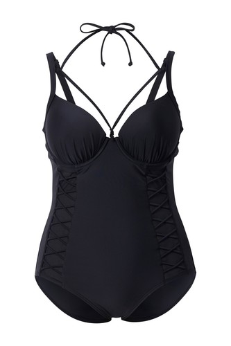 Ulla Popken Damen große Größen Badeanzug Bügel Softcups Neckholder 804884 - Bild 1 von 9