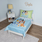 3-PC Toddler Bed Set in Print Tote Bag Comforter Fitted Sheet Pillow Case Bluey