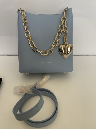Neu ohne Etikett Carolina Herrera Amor Ledertasche mit goldenem Kettenhenkel & Umhängetasche Riemen blau - Bild 1 von 6