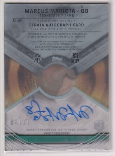 NFL MARCUS MARIOTA ROOKIE AUTO 2015 TOPPS STRATA FOOTBALL AUTOGRAPH SIGNATURE 51 - Picture 2 of 2