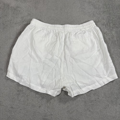 Pantalones Cortos Quince Para Mujer Grandes Blanco Lino Tirar con Cordón Playa Informales Nuevos - Imagen 9 de 10