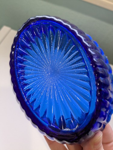 Vintage Westmoreland Glass Cobalt Deer Nest Dish - Foto 7 di 7