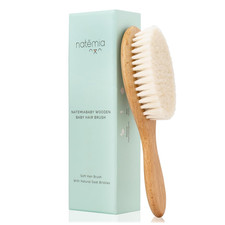 Baby Hair Brush - Wooden Handle  Soft Goat Bristles for Gentle Grooming  Scalp