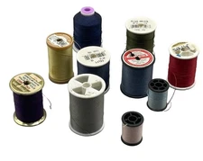 10 spools of polyester thread varying colors green red purple and sizes READ