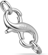 S925 Sterling Silver Double Opening Lobster Clasp Extender for Necklaces