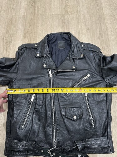 Vintage Echtes Leder Motorcycle Biker Leather Jacket Black Size 44-46 - Picture 6 of 16