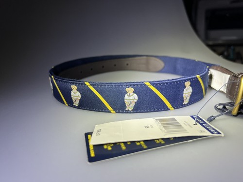 NWT Polo Ralph Lauren Polo Bear Adjustable Belt with Stripes - Navy 38 Waist - Picture 10 of 10
