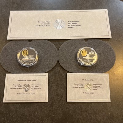 Lot of 2 1994 $20 Power Flight in Canada. Coins 9 & 10 In Set STERLING / GOLD