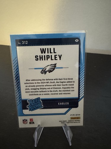 Will Shipley RC - 2024 Donruss Optic Rated Rookies Preview Pink Prizm #312 - Picture 2 of 2