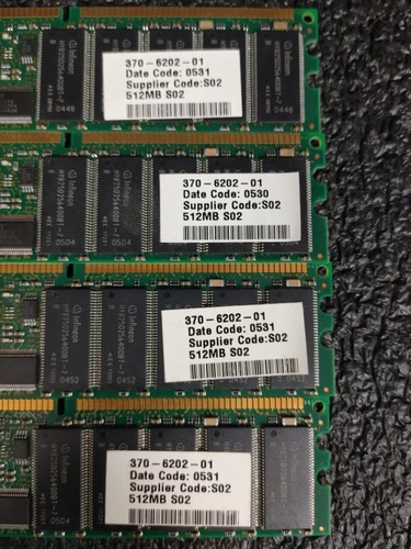 (4) Sun Microsystems 370-6202-01 512MB PC2100 DDR-266MHz Registered ECC CL2 DIMM - Picture 2 of 5
