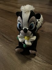Authentic Disney Store Bambi Flower The Skunk Holding White Flower 9" Plush