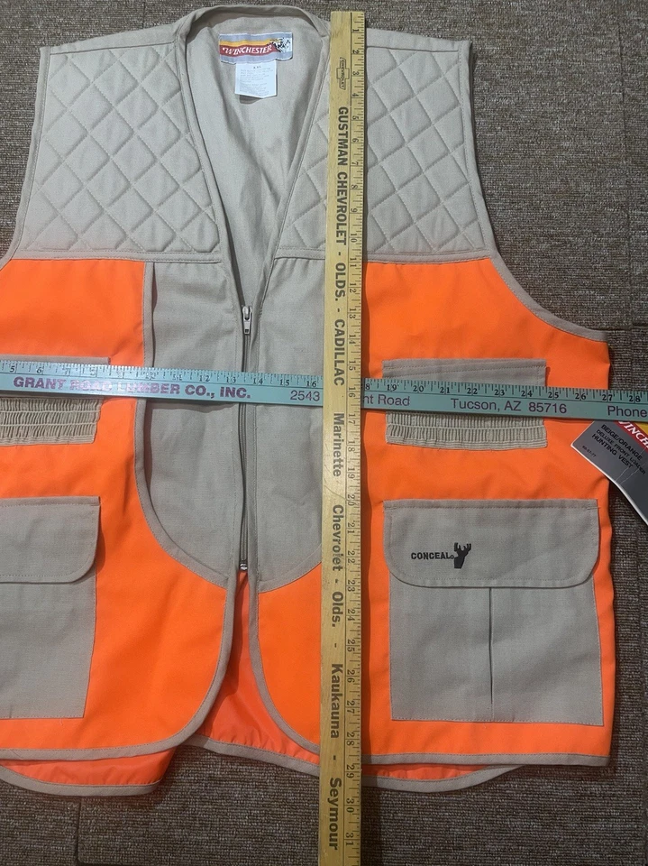 Vintage Winchester Beige and Orange Deluxe Front Loader Hunting Vest Size XXL - Image 3 of 4