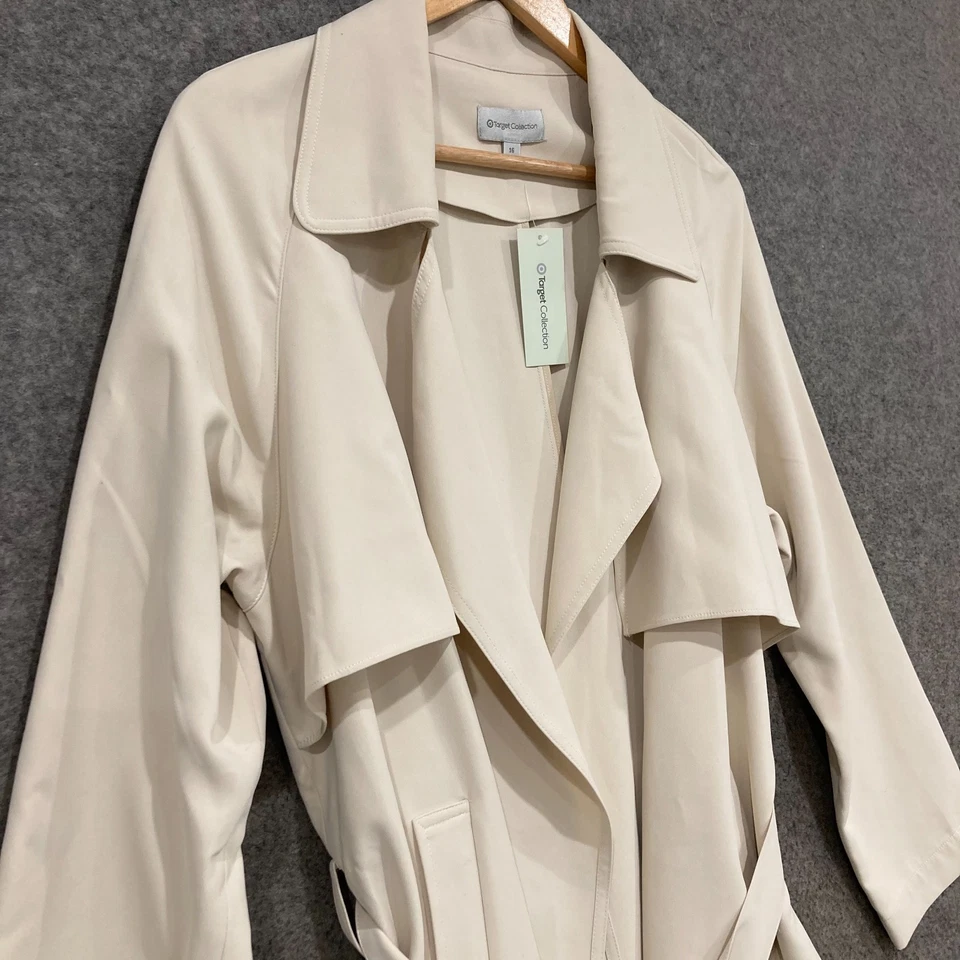 NEW Target Womens Trench Coast Size 16 Beige Open Front Belt Business 18815 - Image 2 of 4