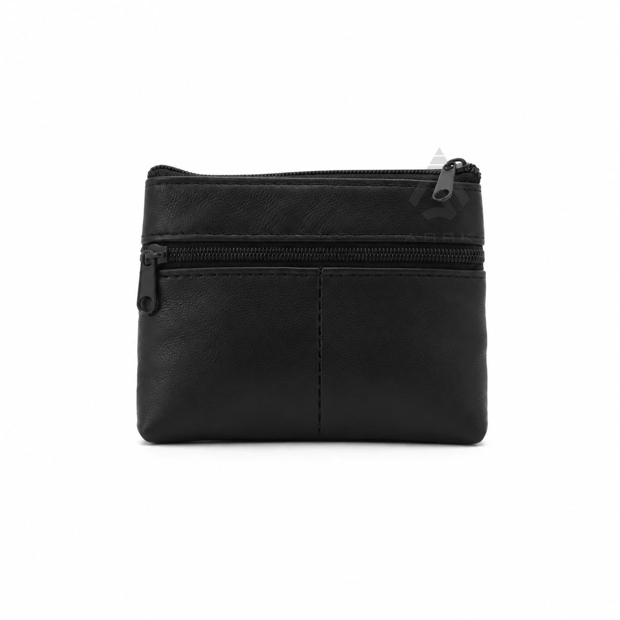 Black nappa leather multi-zip pouch wallet image 3