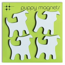 White Dog Puppy Magnets Set of 4 by Three By Three Seattle