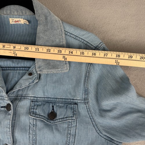 Faherty Stretch Frottee Jacke Damen XL blau Hickory Streifen Cord Trucker - Bild 10 von 17