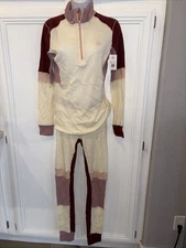 NWT Kari Traa Yndling Base Layer Thermal Leggings And Top Set  100% Cotton Sz S