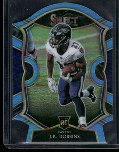 2020 Panini Select #52 J.K. Dobbins Light Blue Prizm Die Cut Rookie RC