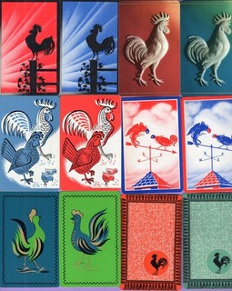 12 Single Swap Playing Cards ROOSTERS FARM BIRDS COLORFUL DECO VINTAGE PAIRS