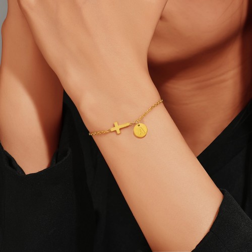 18K vergoldet Kreuz Armband für Frauen | verstellbar religiöser Schmuck Geschenk wit - Bild 2 von 6