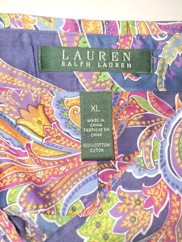 Lauren Ralph Lauren Paisley Shirt Womens XL Multi Color Button-See Measurements - Picture 3 of 3